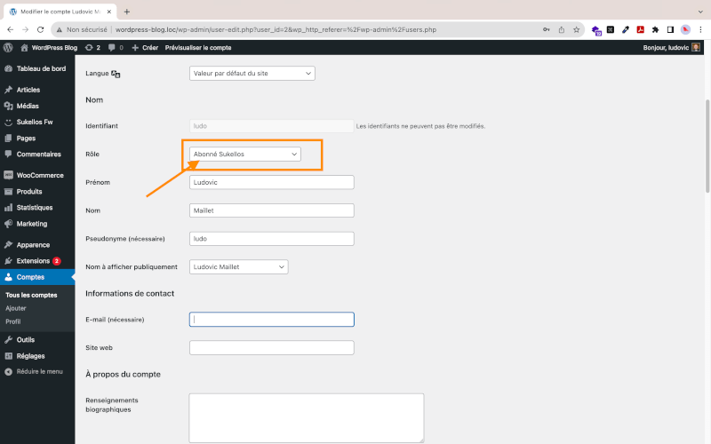 Sukellos WordPress Ajout Role