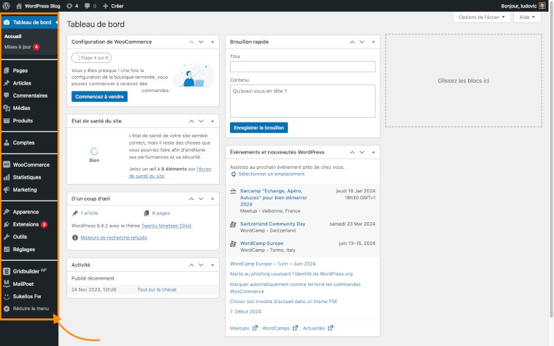 Sukellos WordPress Personnalisation Menu Administration
