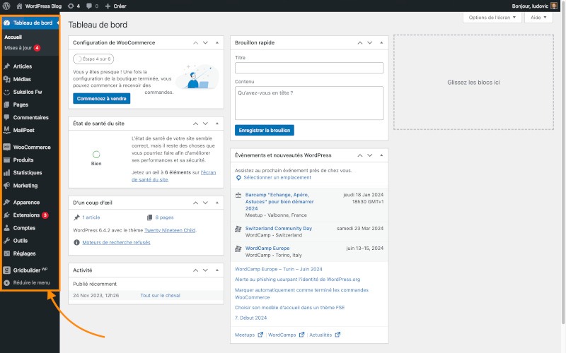 Sukellos WordPress Personnalisation Menu Administration